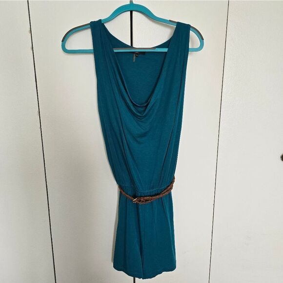 Tart Teal Blue Cowl Neck Romper - Picture 1 of 4
